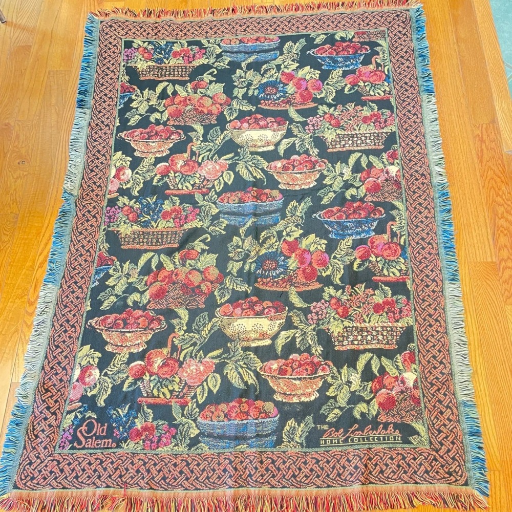 Bob Timberlake Old Salem Woven Tapestry Throw Blanket Fruit Harvest Cotton 68x50